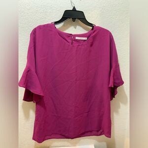 Three Eighty  two top with ruffle Short Sleeve Top Size Medium